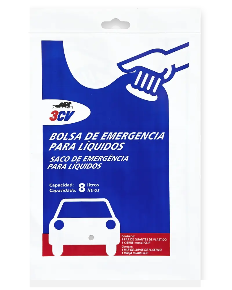 bolsa de emergencia para líquidos 20x30 galga 240 con impresión personalizada por Plásticos Coimbra