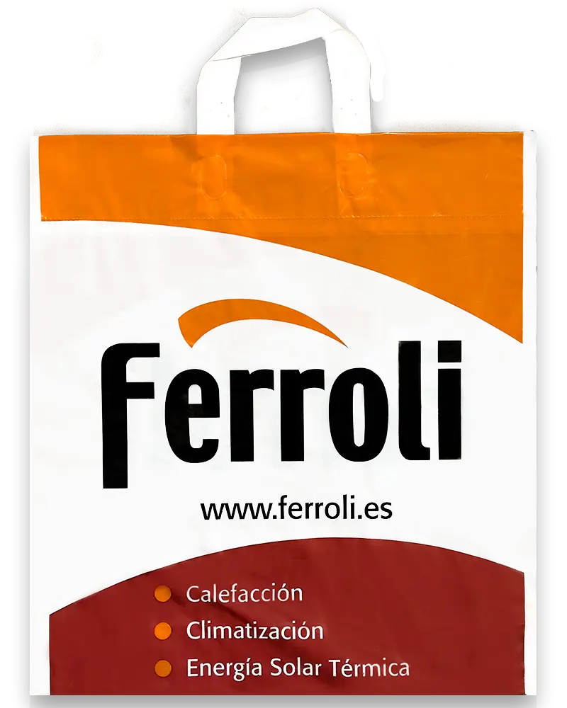 Bolsa de lazo flexible personalizada para sector calefacción y energía por Plásticos Coimbra