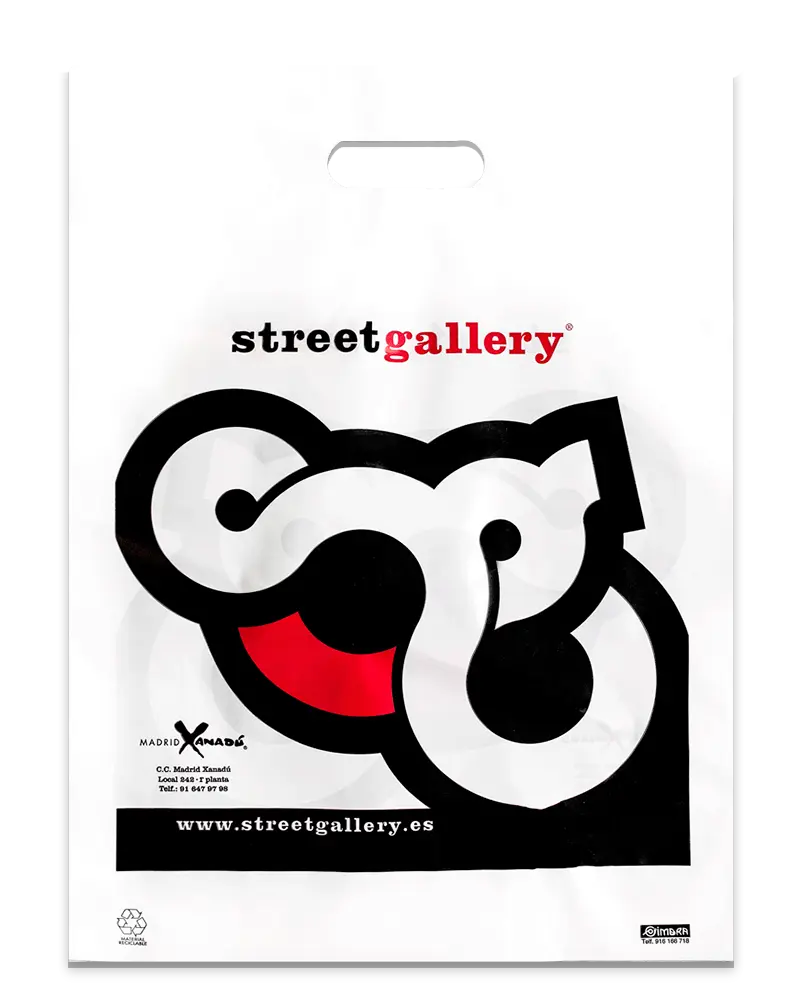 Bolsa boutique personalizada con diseño gráfico para Street Gallery por Plásticos Coimbra