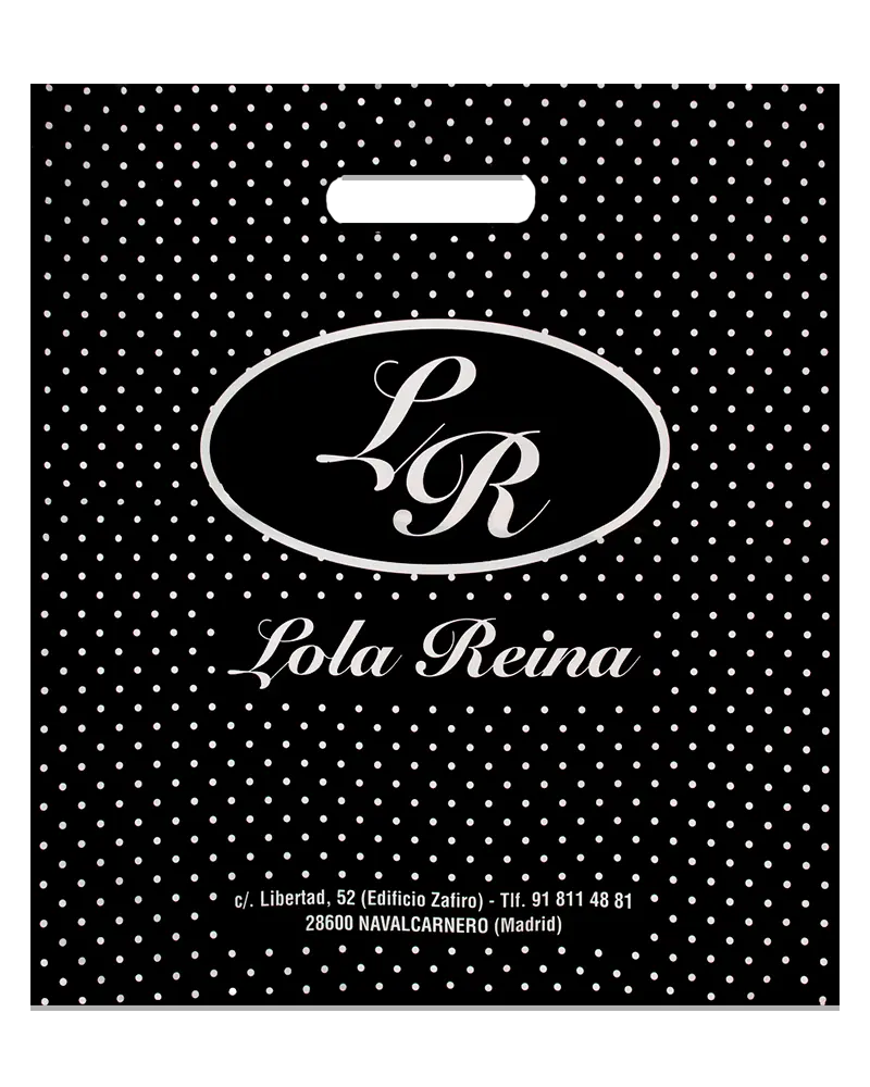 Bolsa boutique de lujo en color negro para moda Lola Reina por Plásticos Coimbra