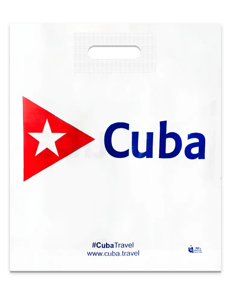 Bolsa personalizada con asa de parche para agencias de viajes y turismo por Plásticos Coimbra