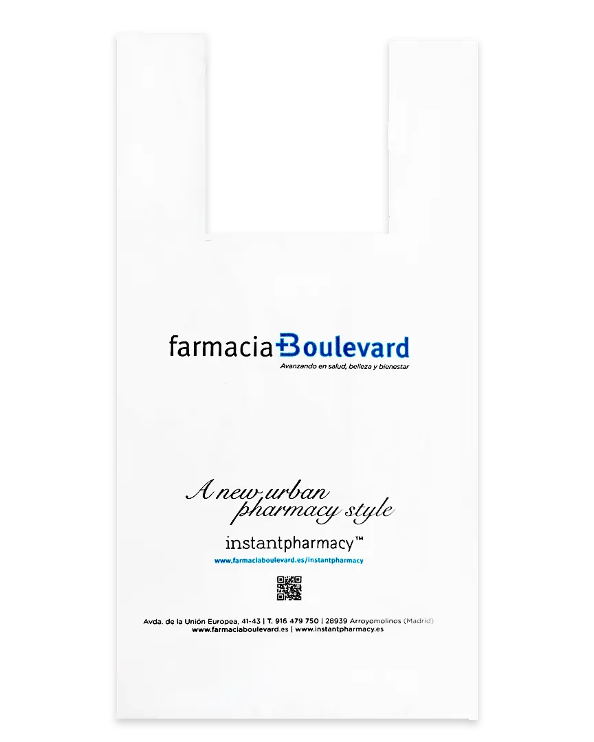 Bolsas asa camiseta para farmacias y laboratorios a medida - Plásticos Coimbra 