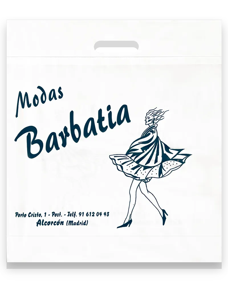 Bolsa reforzada personalizada para boutiques de moda Barbatia por Plásticos Coimbra
