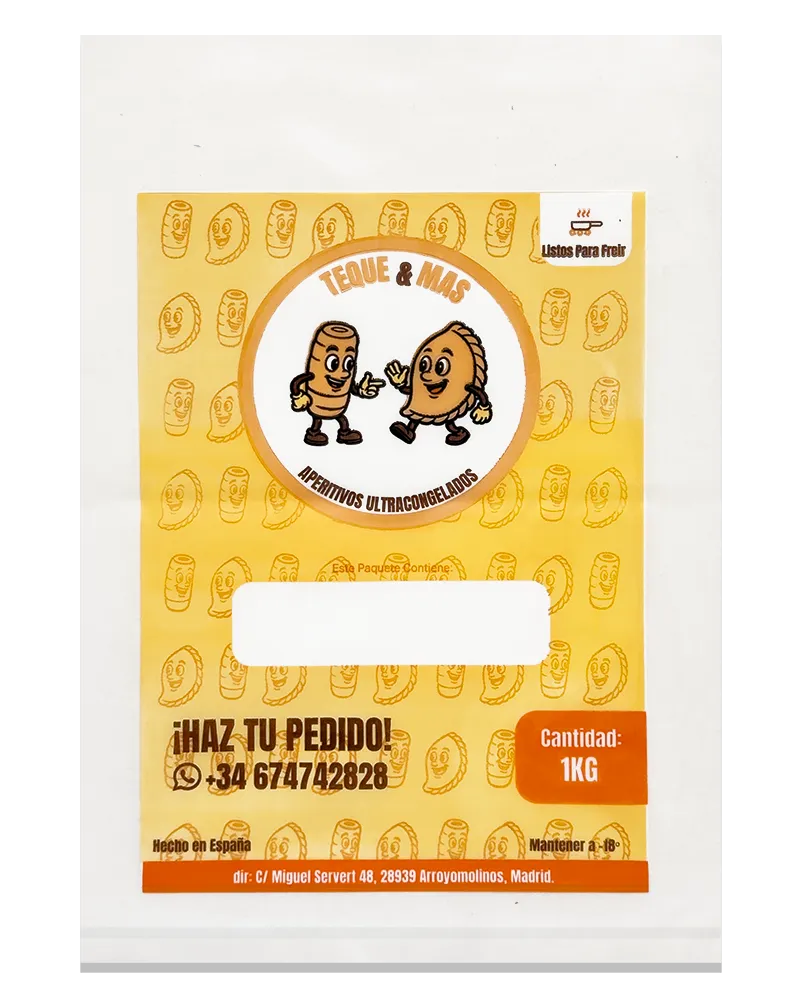 Bolsa polietileno personalizada para alimentos ultracongelados con impresión a color 