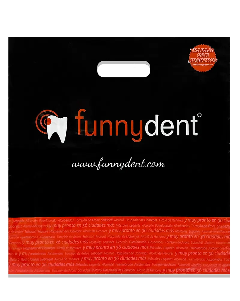 Bolsa personalizada con asa de parche paraBolsas plásticas de lujo personalizadas para tiendas de moda - Plásticos Coimbra