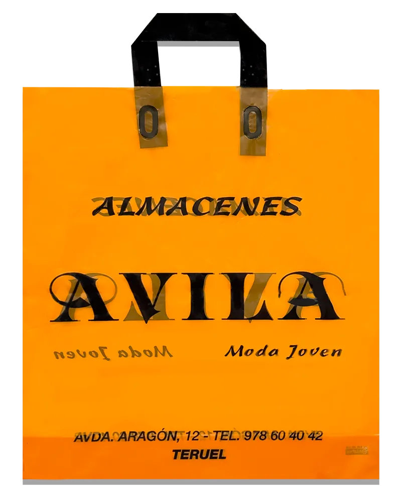 Bolsa de lazo flexible de alta gama para showrooms y galerías por Plásticos Coimbra