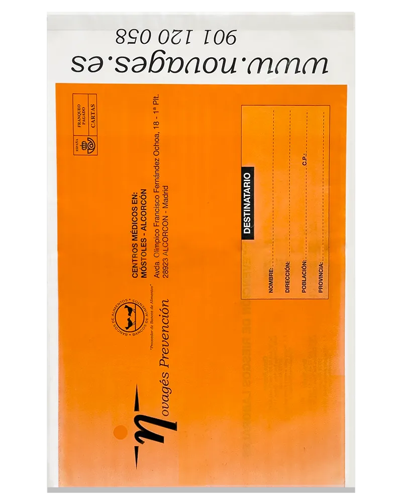 Bolsa de plástico mensajería para envíos ecommerce color naranja personalizada por Plásticos coimbra