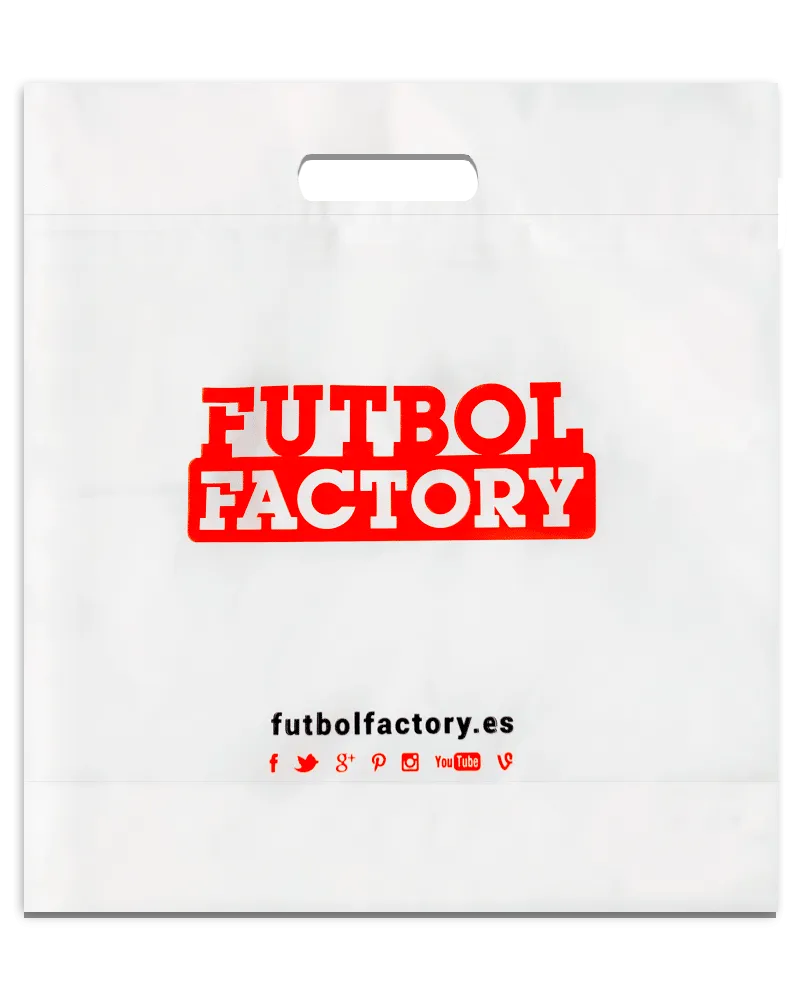  Bolsa reforzada personalizada para tiendas de deporte Futbol Factory por Plásticos Coimbra