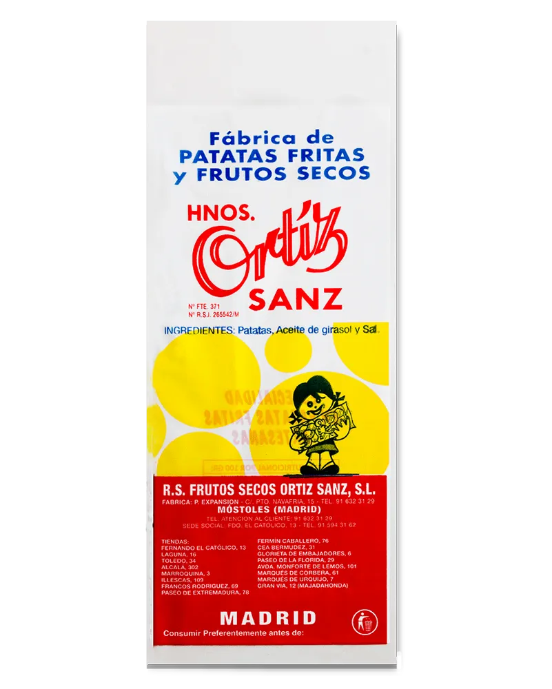 bolsa para frutos secos personalizada tamaño 14x35 micras 35 fabricada por Plásticos Coimbra en Madrid