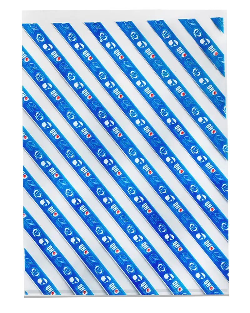 bolsa de polietileno con diseño de franjas azules para seguridad industrial por Plásticos Coimbra