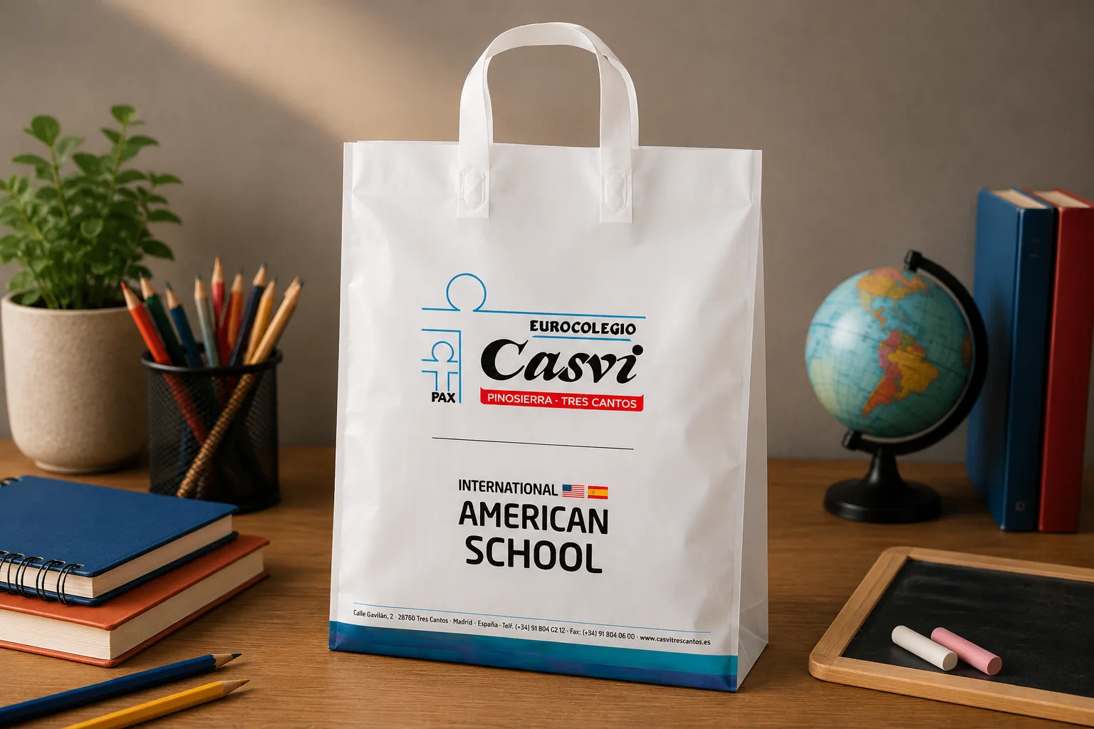 Bolsa con asa de lazo personalizada para comercios - Plásticos Coimbra