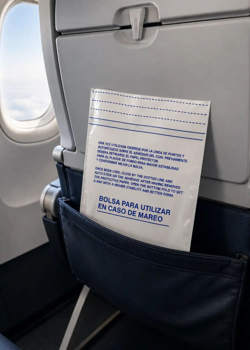 Bolsa sin asa impresa para uso en aviación y transporte - Plásticos Coimbra