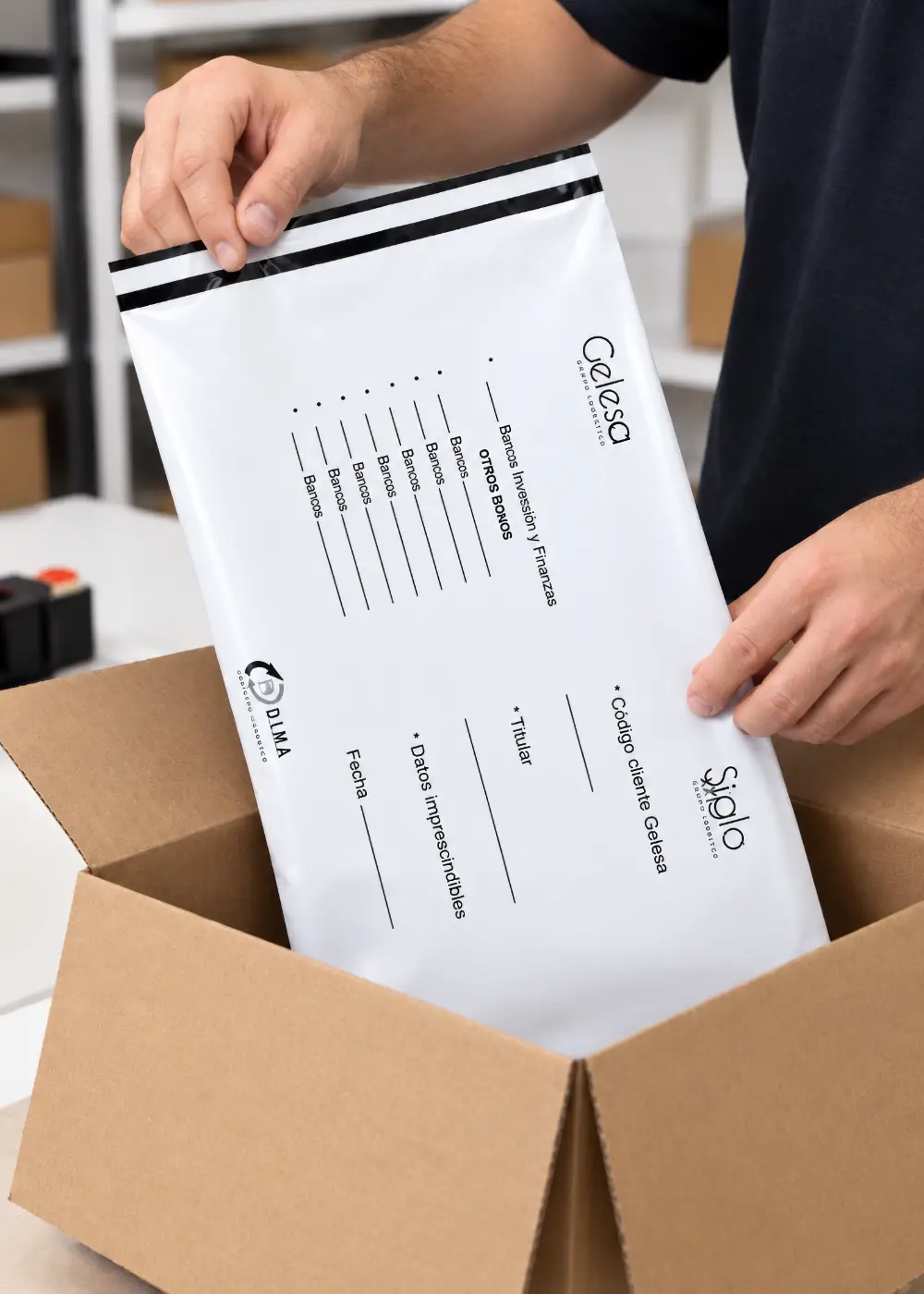 Bolsas de plástico mensajería y e-commerce con cierre adhesivo de alta seguridad